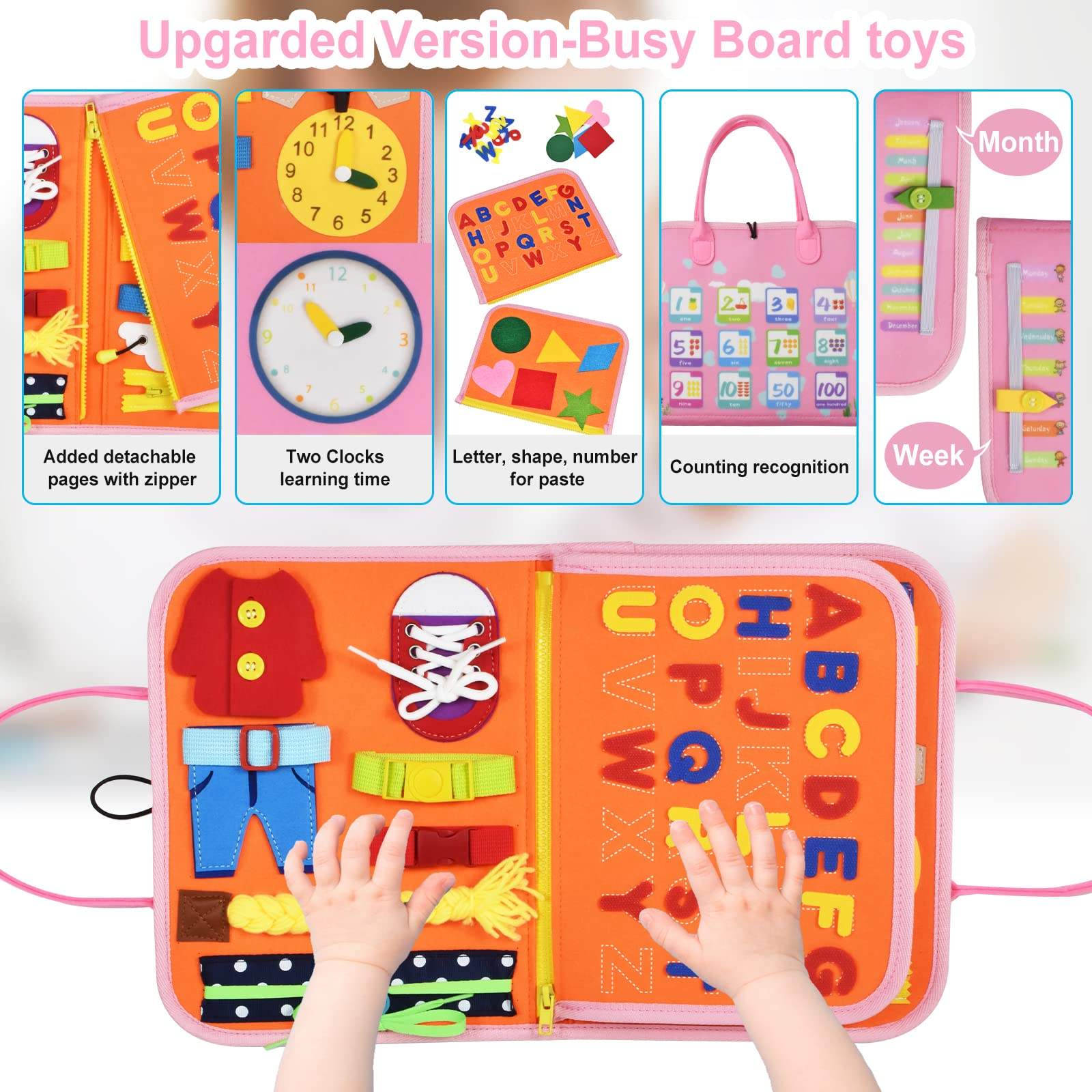 WANHUA montessori educational toys felt busy board busy board backpack alphabet busy board