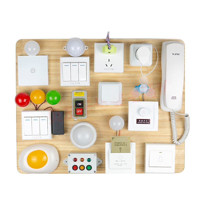WANHUA DIY wooden switch led light busy board baby busy board for toddlers