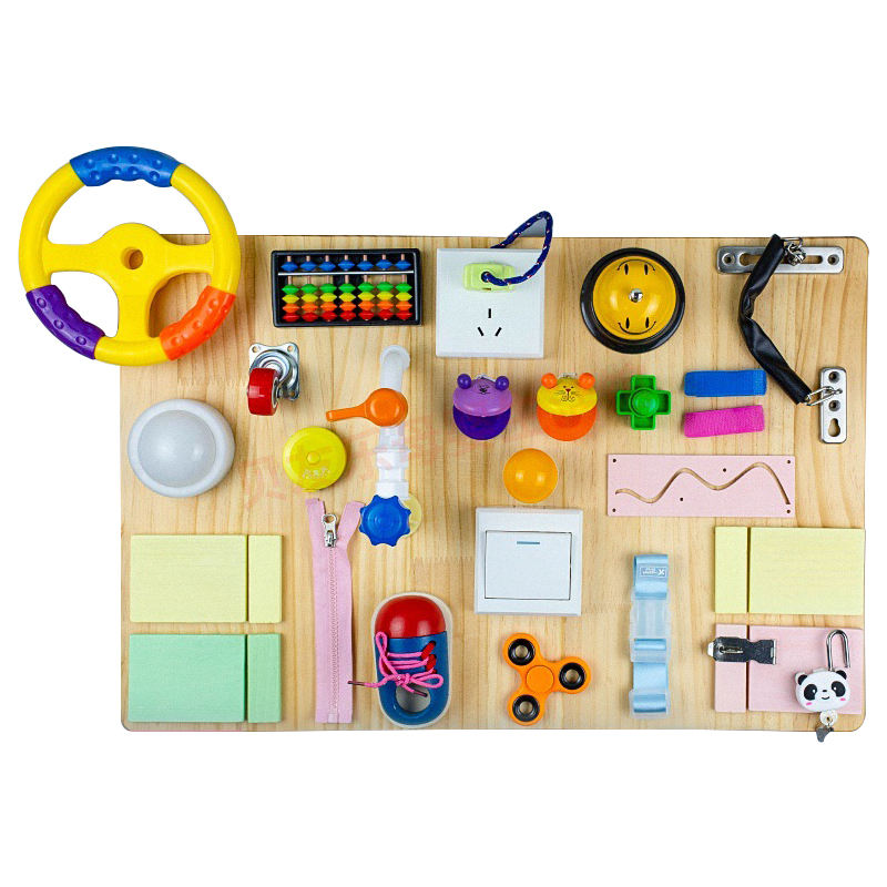 WANHUA DIY wooden switch led light busy board baby busy board for toddlers
