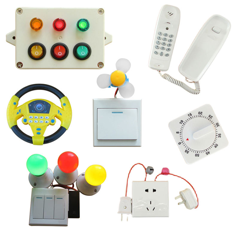 WANHUA DIY wooden switch led light busy board baby busy board for toddlers