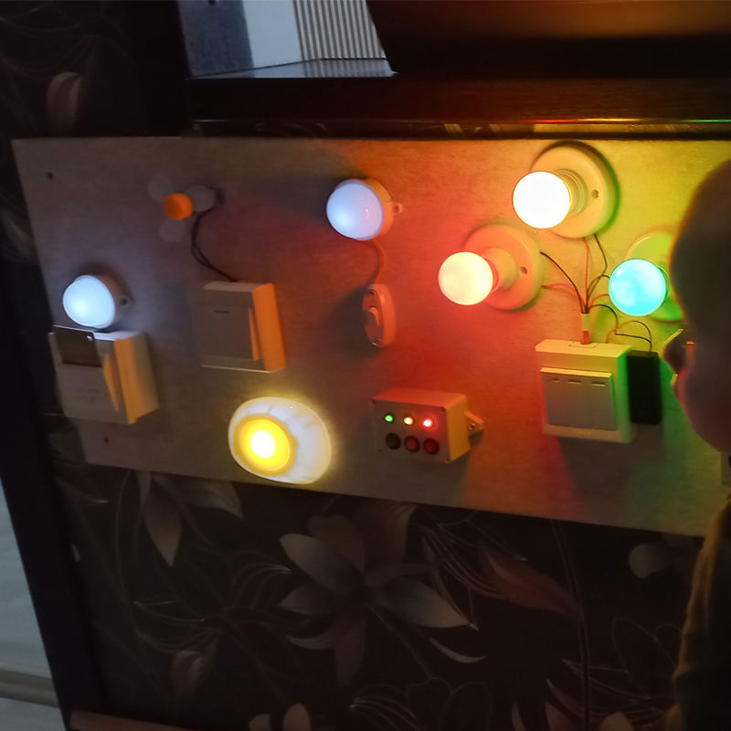 WANHUA DIY wooden switch led light busy board baby busy board for toddlers