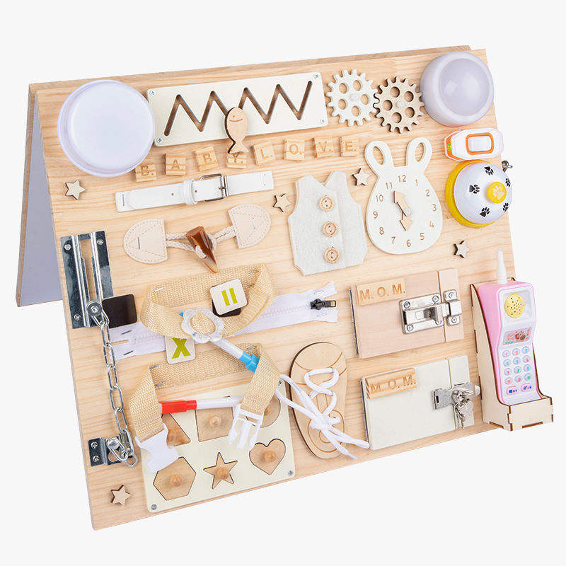 WANHUA large wooden busy boards montessori busy board for toddlers