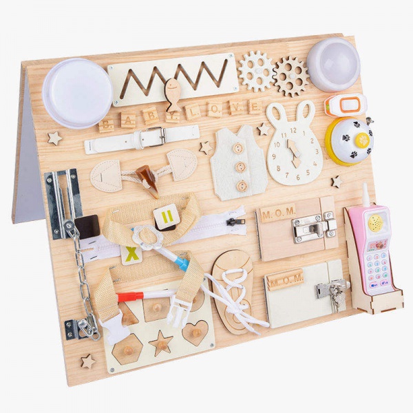 WANHUA large wooden busy boards montessori busy board for toddlers