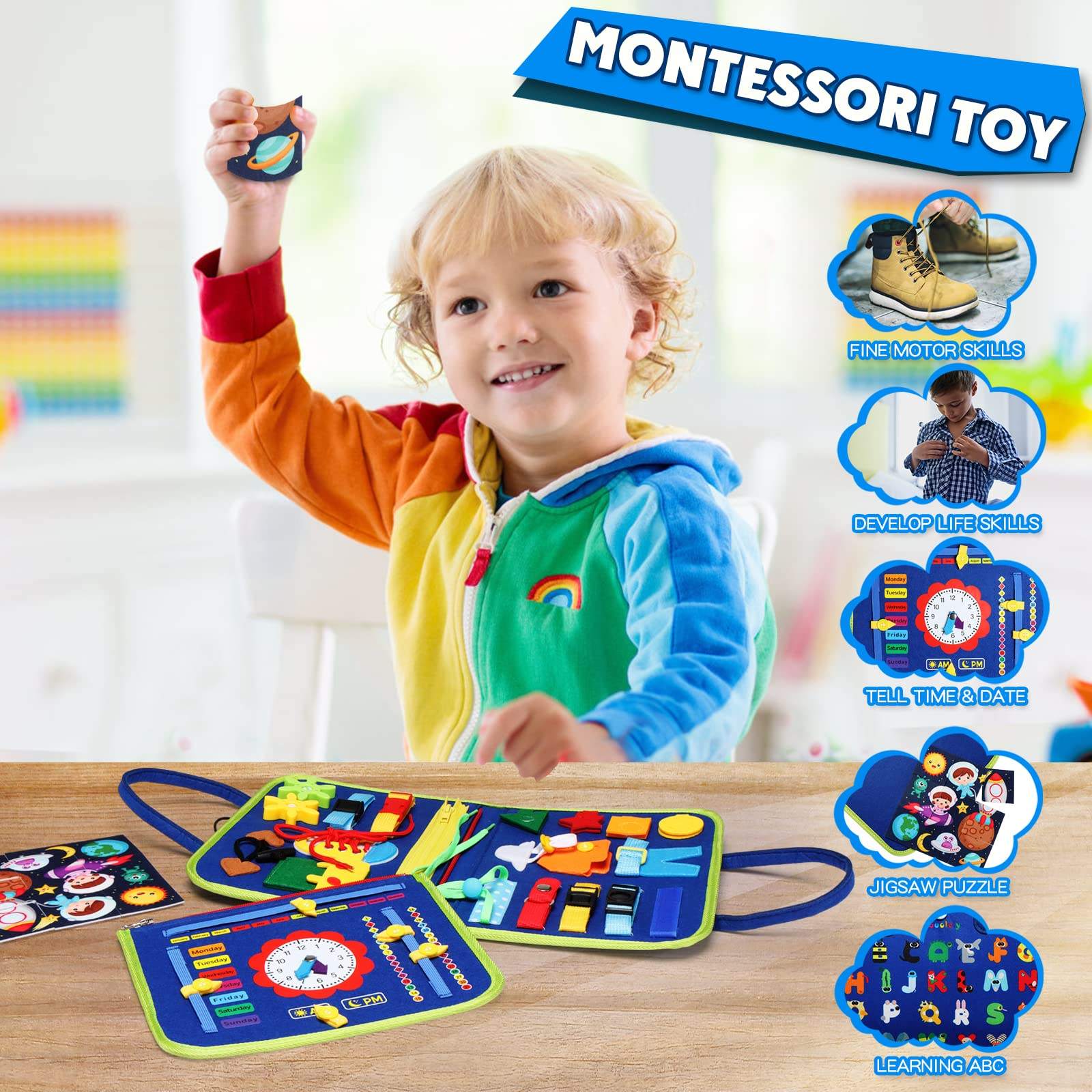 Toddler busy board First Birthday Gifts for Boy Baby Girl,Nursery Decor Easter Gifts