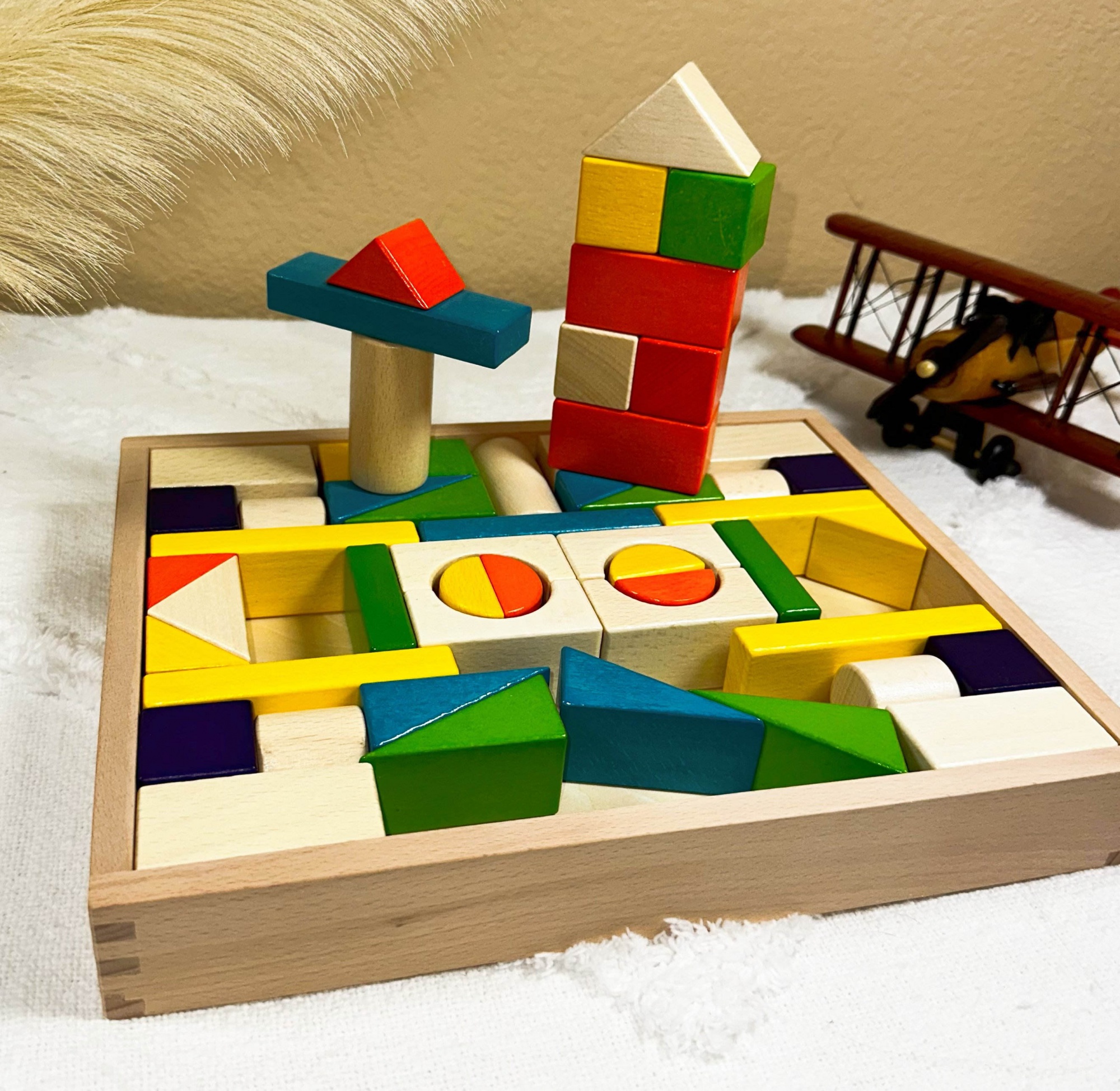 WANHUA Montessori Natural Educational Wooden Building Blocks toy for kids