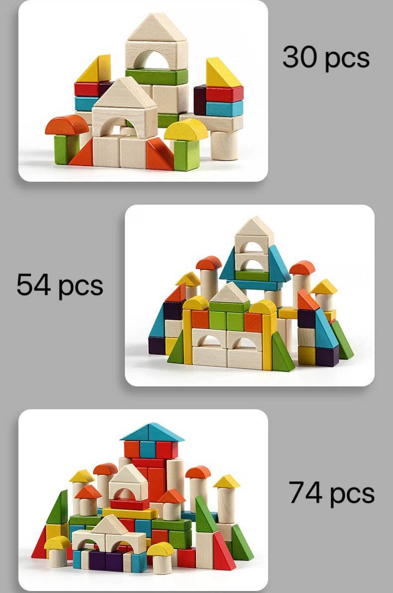 WANHUA Montessori Natural Educational Wooden Building Blocks toy for kids