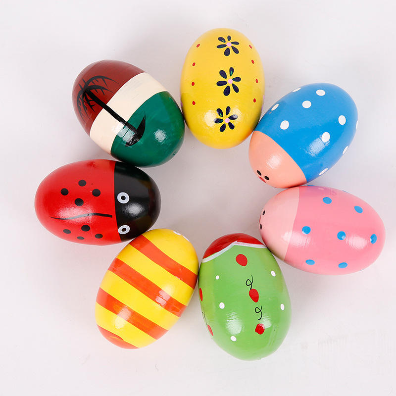 Wooden Percussion Eggs, Colorful Musical Easter Maracas Egg Shakers