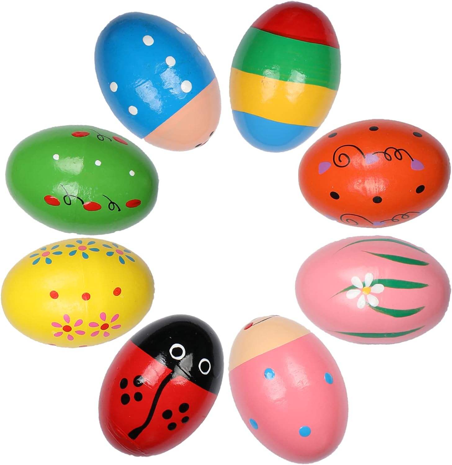 Wooden Percussion Eggs, Colorful Musical Easter Maracas Egg Shakers