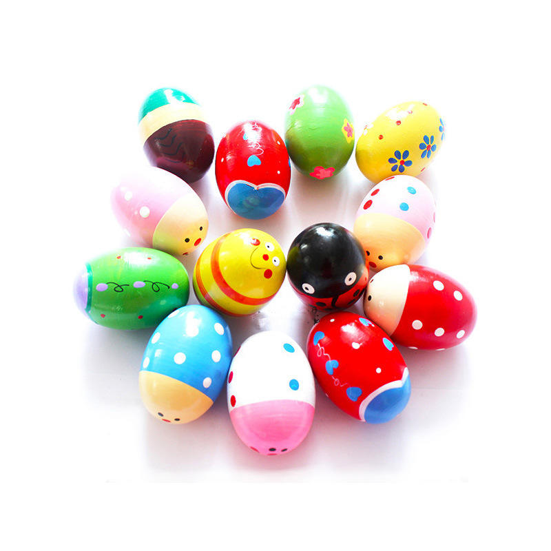 Wooden Percussion Eggs, Colorful Musical Easter Maracas Egg Shakers