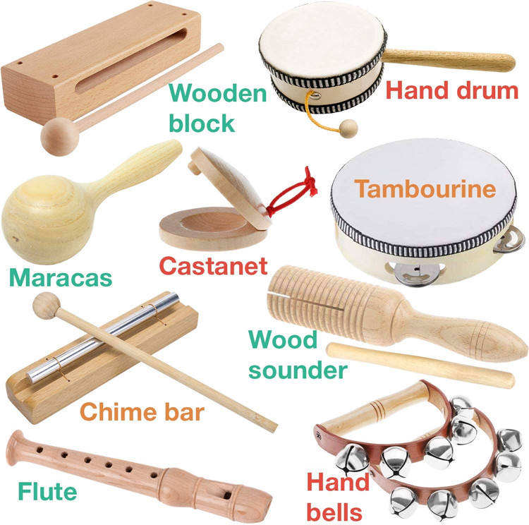 WANHUA Wooden Music Set Percussion Kids Musical Instruments Montessori Unique Play Toddler Musical Instruments for Child