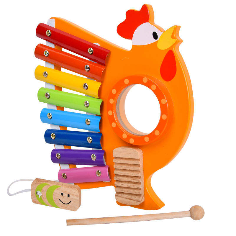 WANHUA Educational Musical Instruments Toy wooden children cartoon rooster xylophone for Toddlers Child