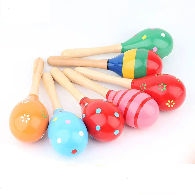 WANHUA High quality Customize Pattern Shakers Wood Maracas musical instruments Toy for babies