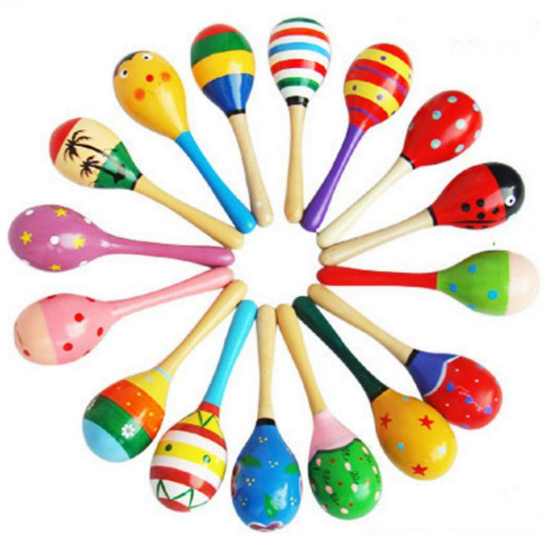 WANHUA High quality Customize Pattern Shakers Wood Maracas musical instruments Toy for babies