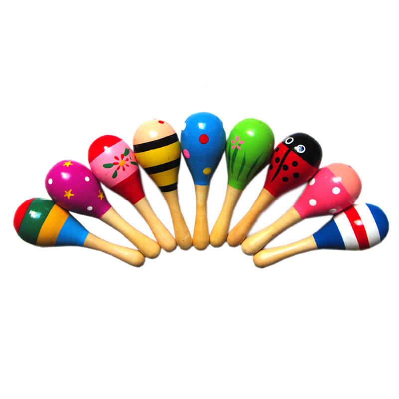 WANHUA High quality Customize Pattern Shakers Wood Maracas musical instruments Toy for babies