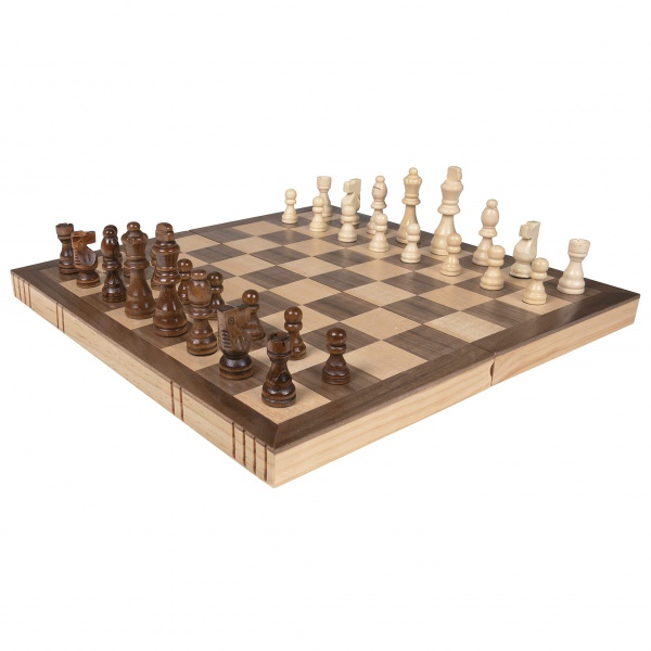 WANHUA Handmade Magnetic Wooden Folding Chess Board with Extra Queens & Storage for Chessmen, Adults and kids