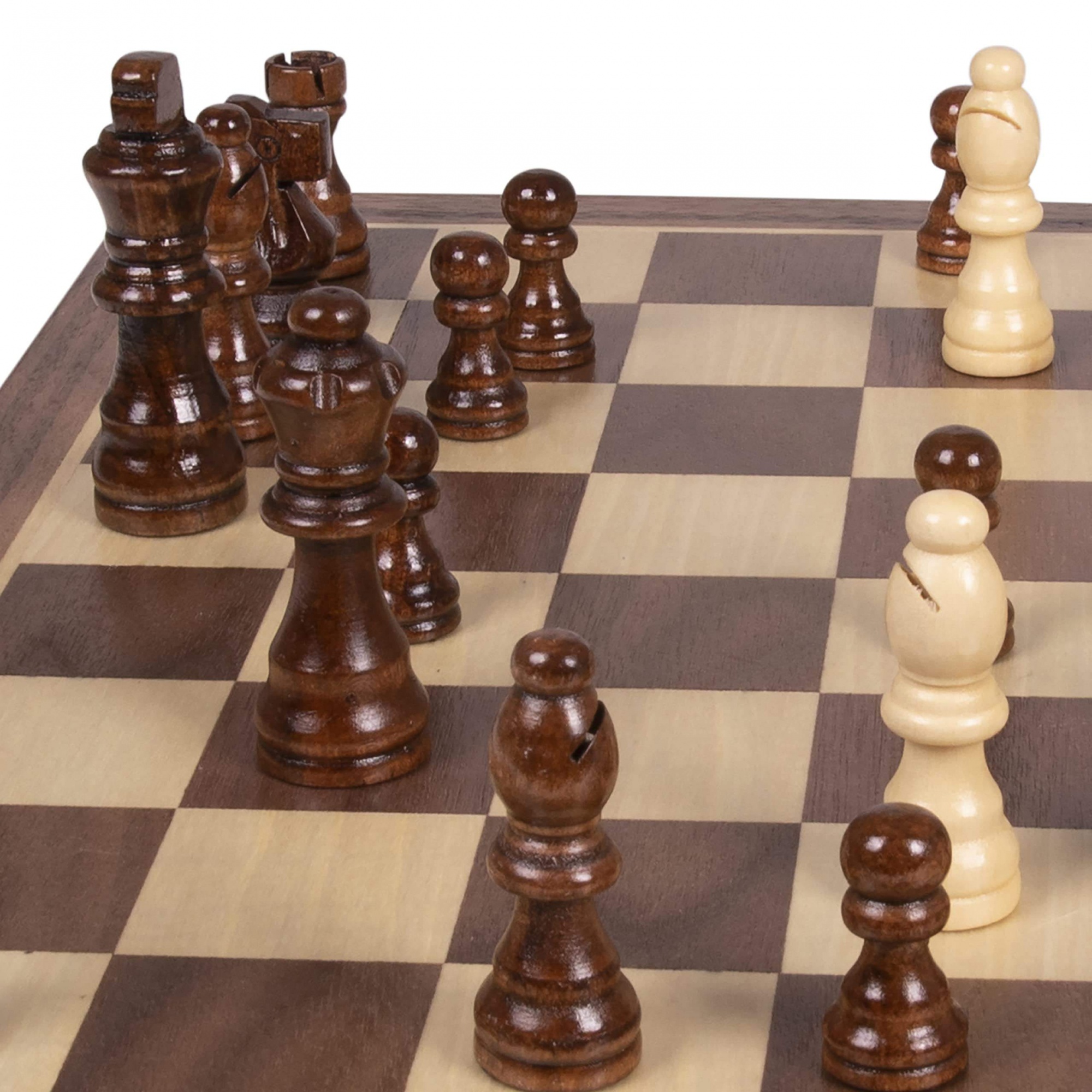 WANHUA Handmade Magnetic Wooden Folding Chess Board with Extra Queens & Storage for Chessmen, Adults and kids