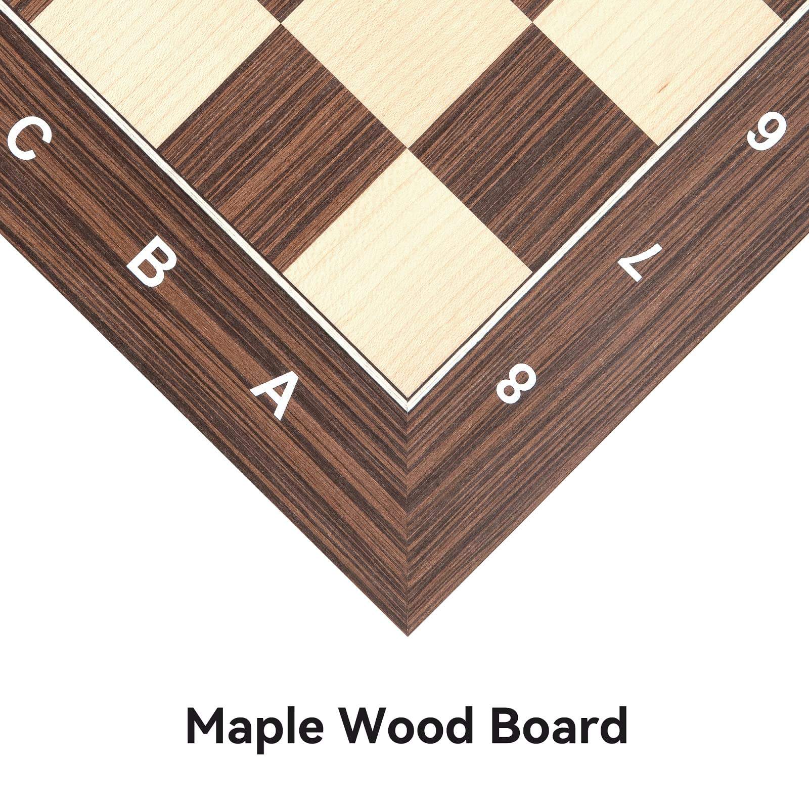 WANHUA Portable Felt Interior Best Folding Wooden Chess Board Set with Magnetic Closure for Adults & Kids