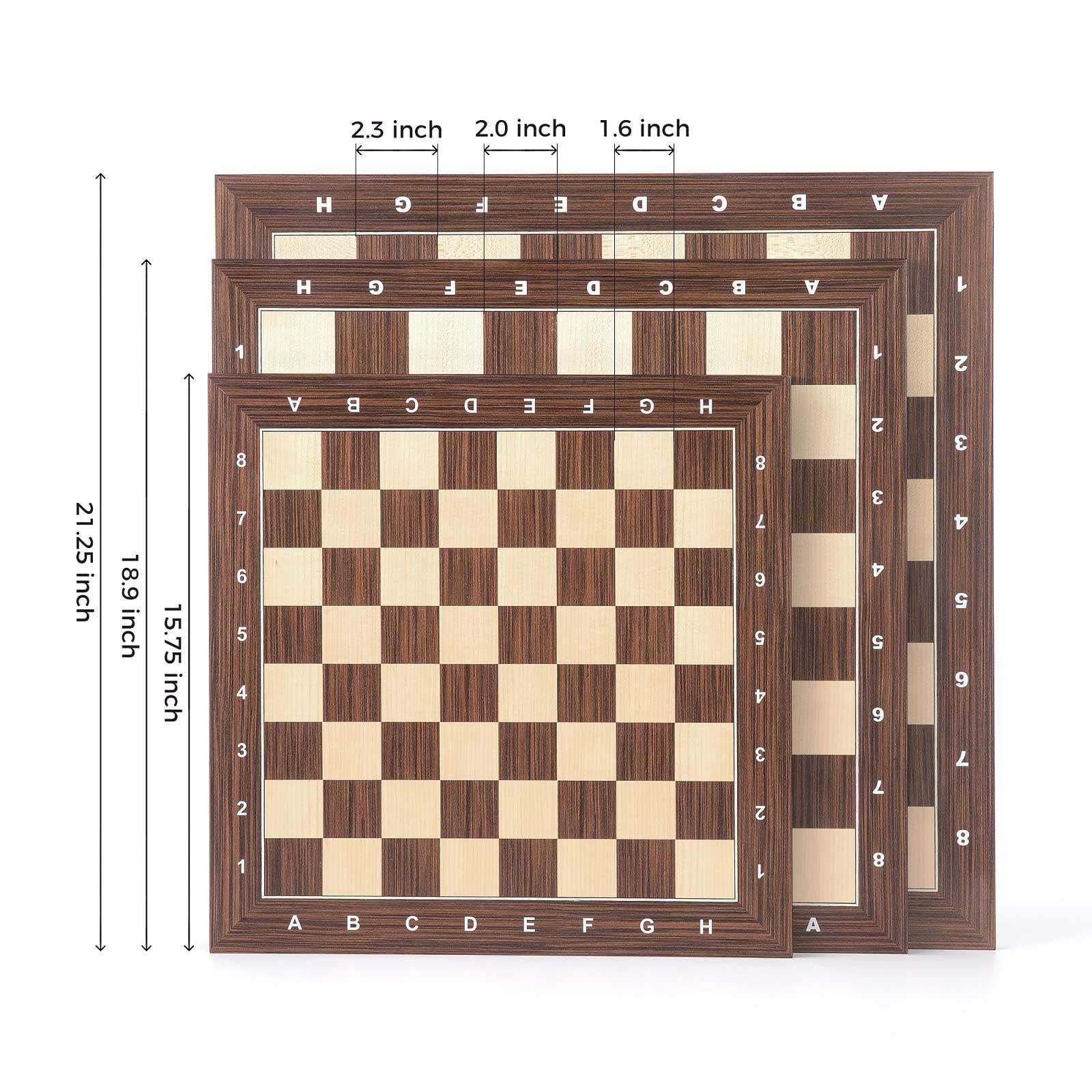 WANHUA Portable Felt Interior Best Folding Wooden Chess Board Set with Magnetic Closure for Adults & Kids