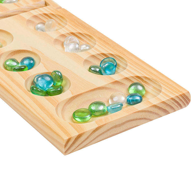 WANHUA Wooden Mancala Board Game Set Portable Foldable Wooden Board for adults and kids