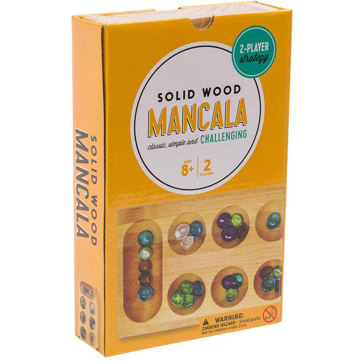 WANHUA Wooden Mancala Board Game Set Portable Foldable Wooden Board for adults and kids