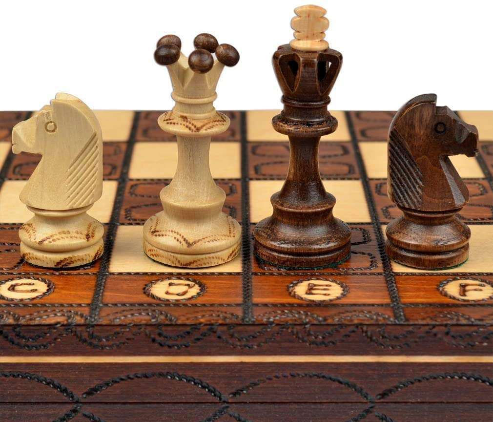 WANHUA Wooden Chess Board Set with Magnetic Closure Portable Felt Interior for Adults & Kids