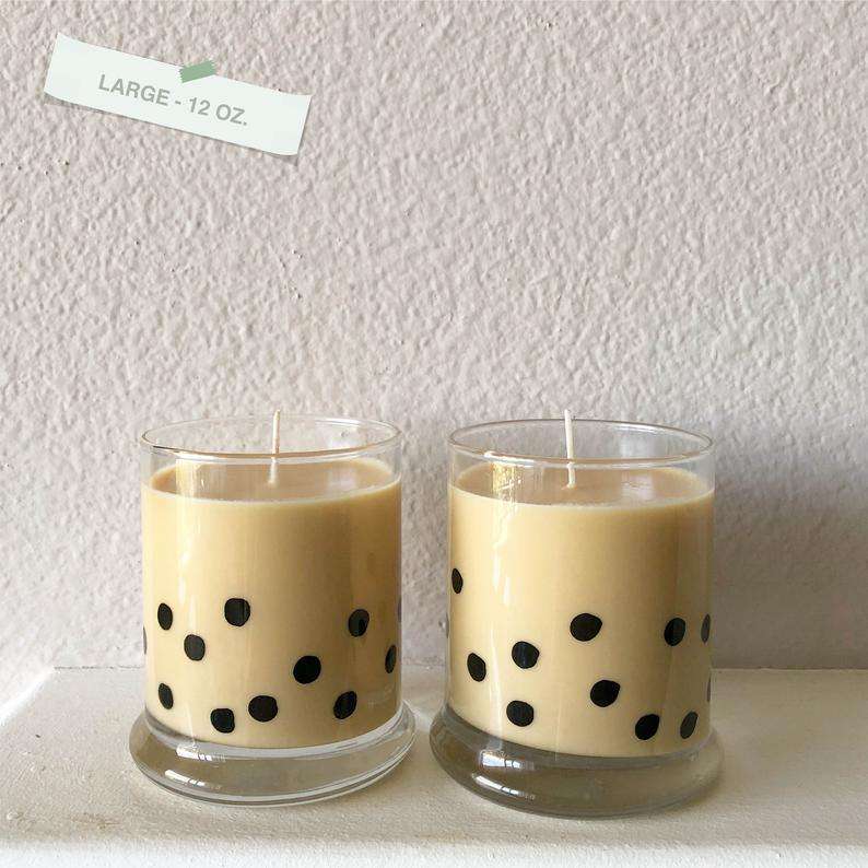 wholesale custom decorative special Classic Milk Tea soy wax glass Candle jars holder