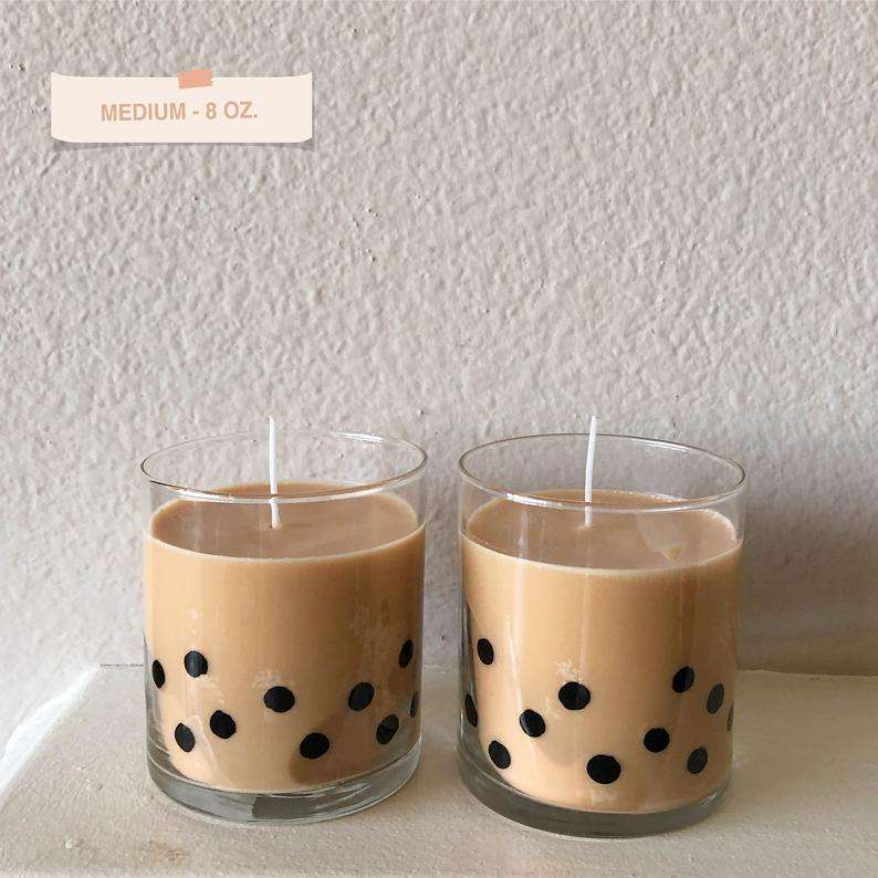 wholesale custom decorative special Classic Milk Tea soy wax glass Candle jars holder