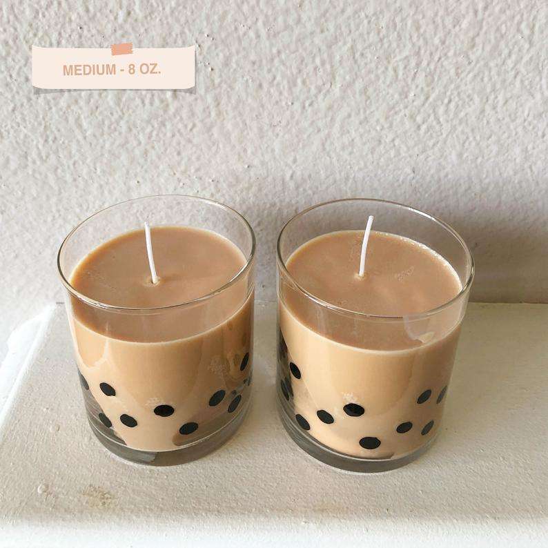wholesale custom decorative special Classic Milk Tea soy wax glass Candle jars holder