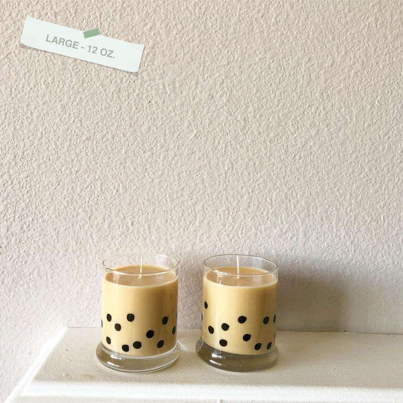 wholesale custom decorative special Classic Milk Tea soy wax glass Candle jars holder