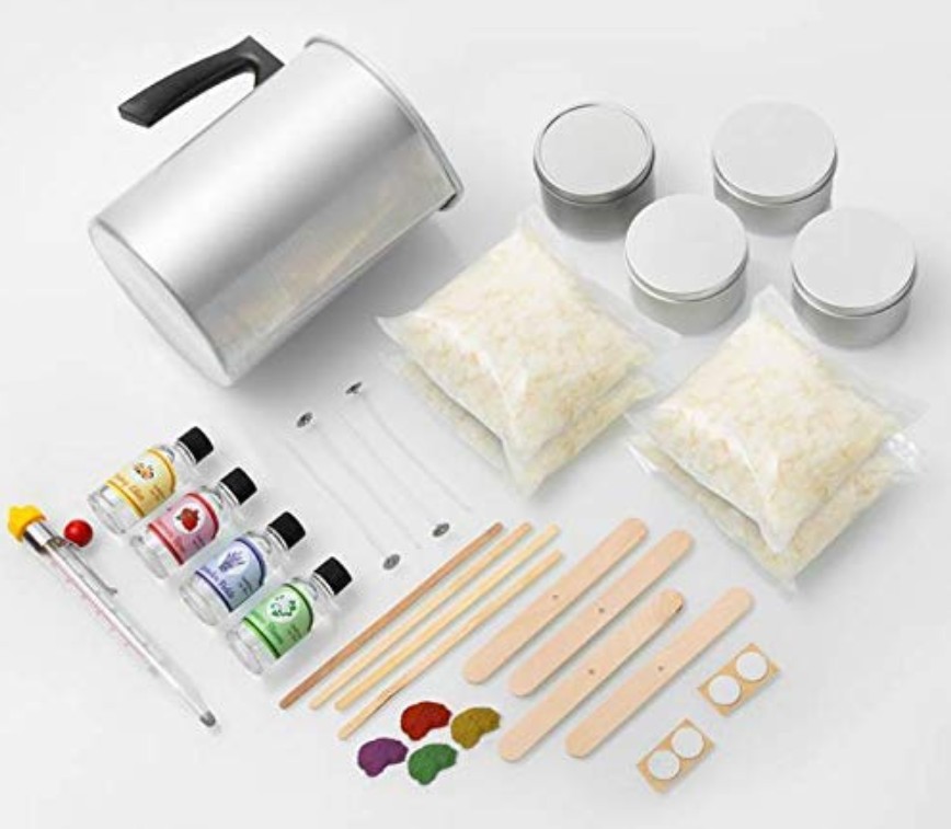 Soy Wax Candle Making Wax Kit Complete DIY Kit w/All Candle Making Supplies + 2 Bonus Beeswax Candles