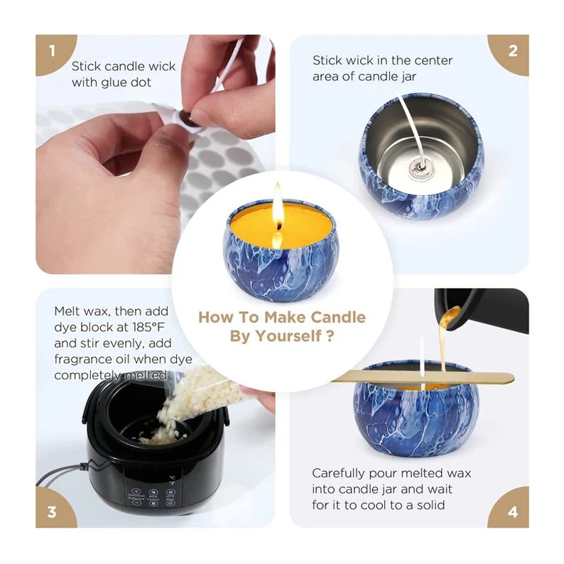 High quality Electric Beeswax Soy Wax Candle Maker with Wicks candle making kit for beginners