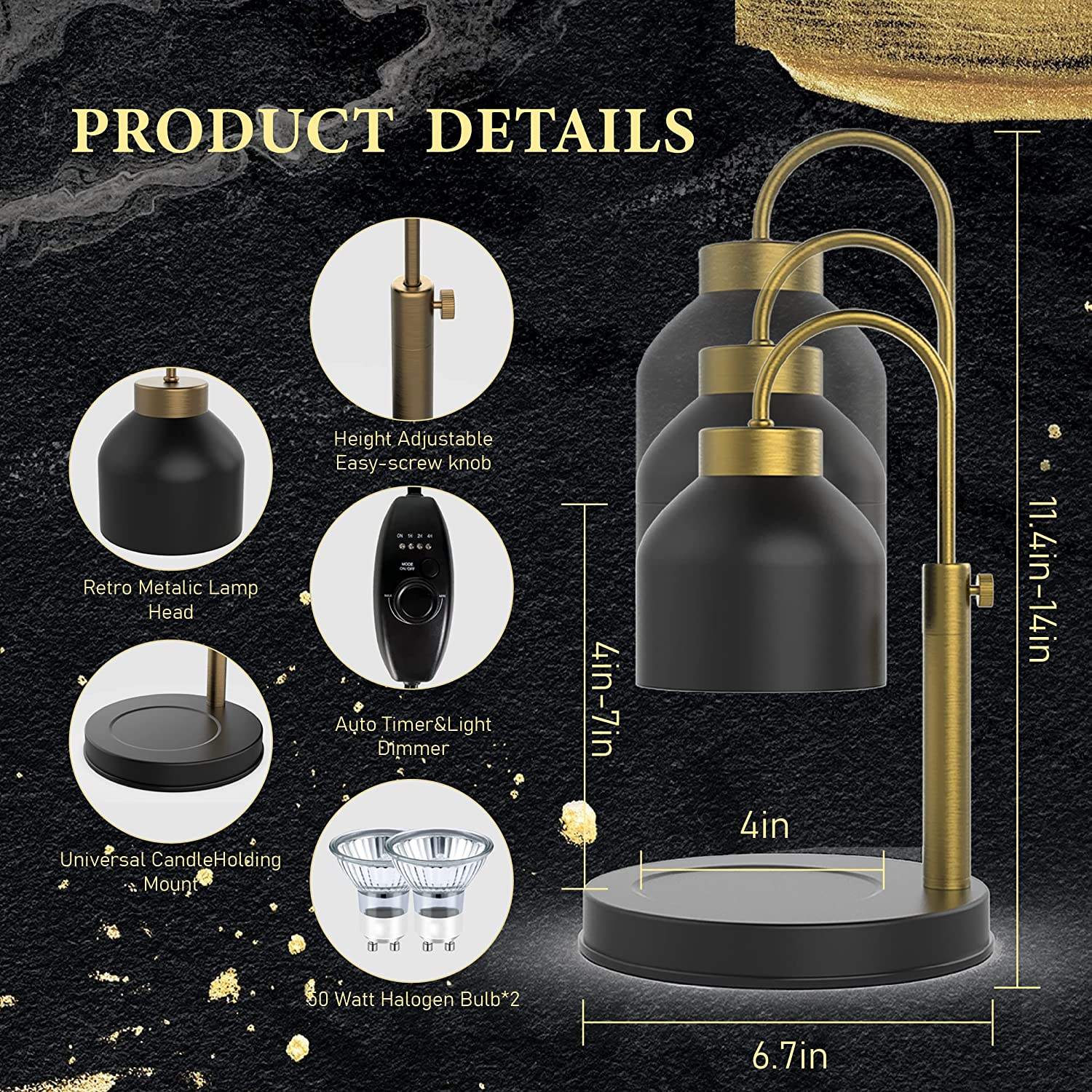 Height Adjustable Electric Top Candle Melter Premium Candle Warmer Lamp