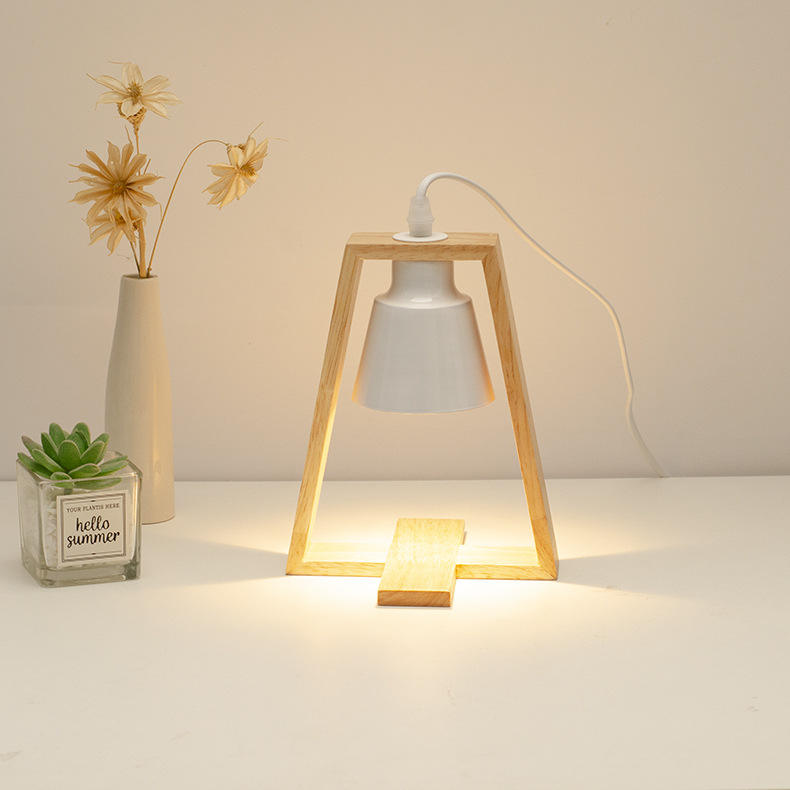 Original Wood Aromatherapy Candle Melting Wax Lamp Wooden Art Fragrance Essential Oil Bedroom Birthday Gift Decoration