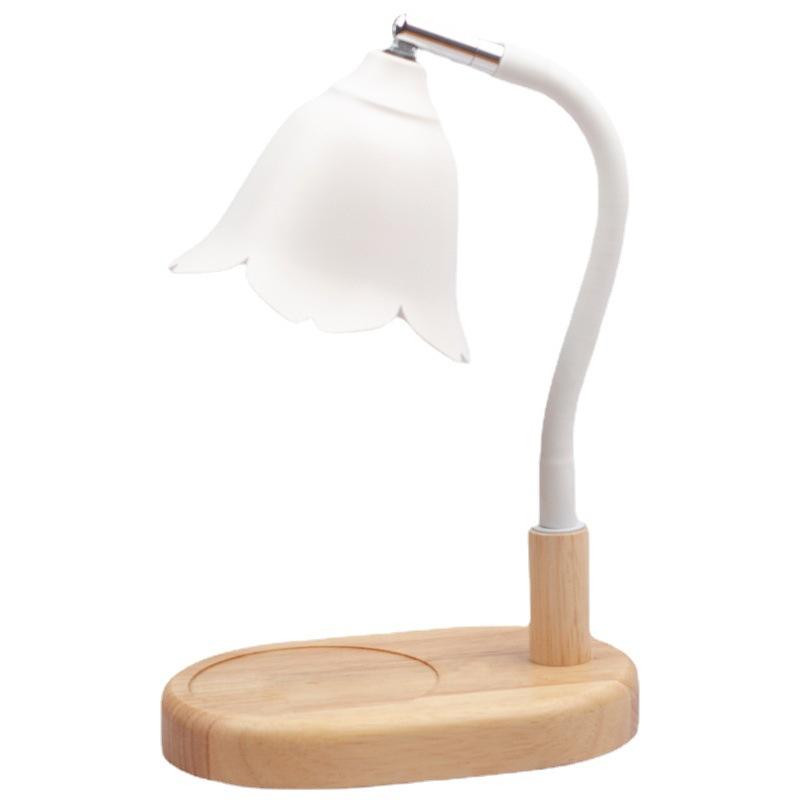 Dimmable Candle Warmer with Timer 2 Bulbs Wood Base Electric Candle Lamp for Scented Wax