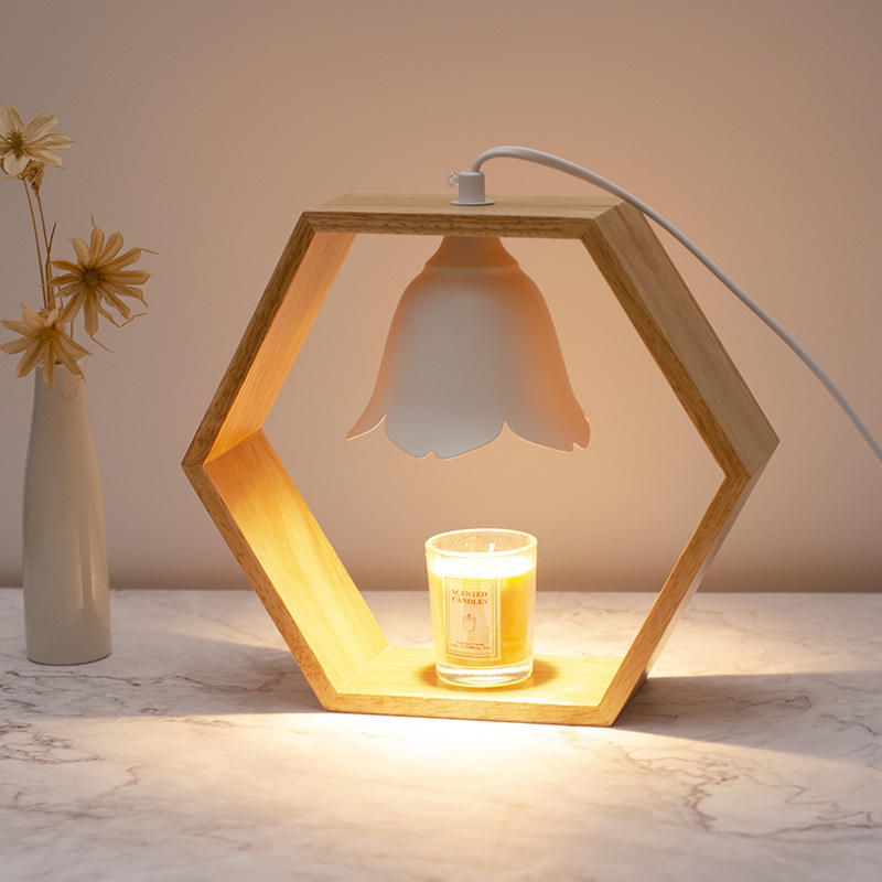 Wooden Adjustable Dimmable Electric Candle Wax Warmer Lamp with Timer for home decoration