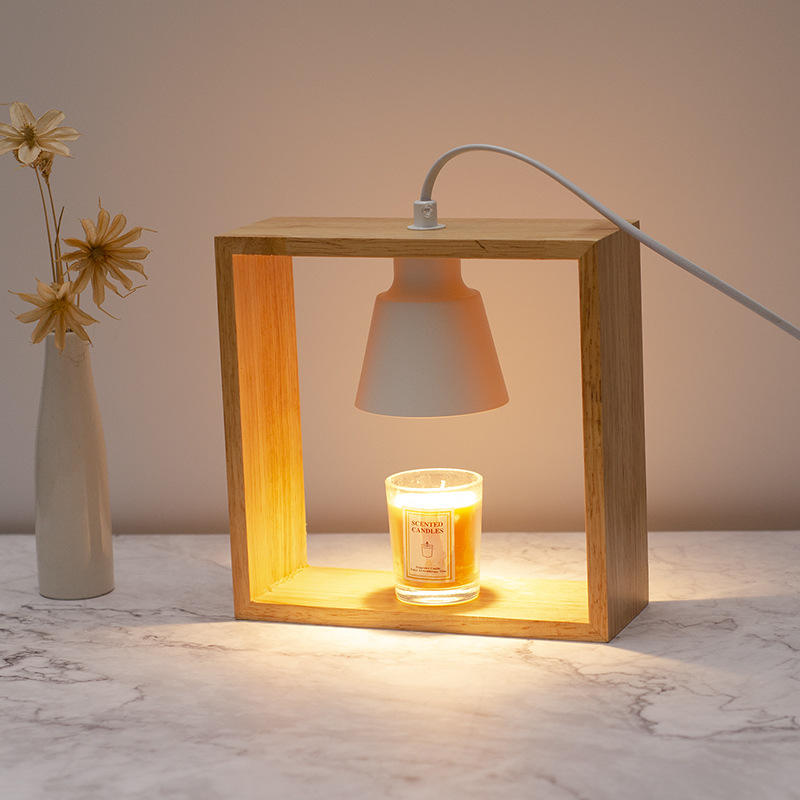 Wooden Adjustable Dimmable Electric Candle Wax Warmer Lamp with Timer for home decoration