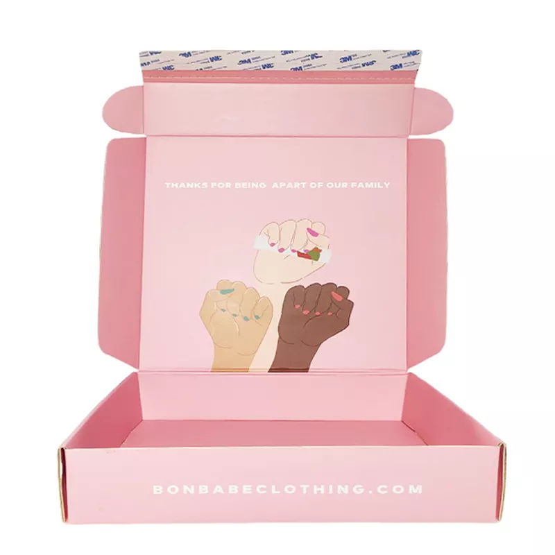 WANHUA high quality custom logo Self-adhesive Sealing Tear-off Strip Pink Paper Box for Wedding Anniversary