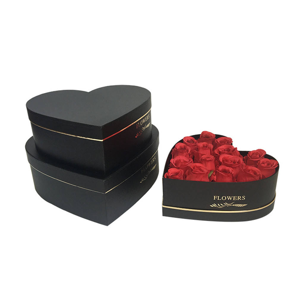 Hot heart-shaped gift box florist packing flower foil gold wedding party wedding valentine's christmas day present box