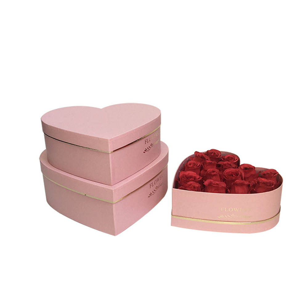 Hot heart-shaped gift box florist packing flower foil gold wedding party wedding valentine's christmas day present box