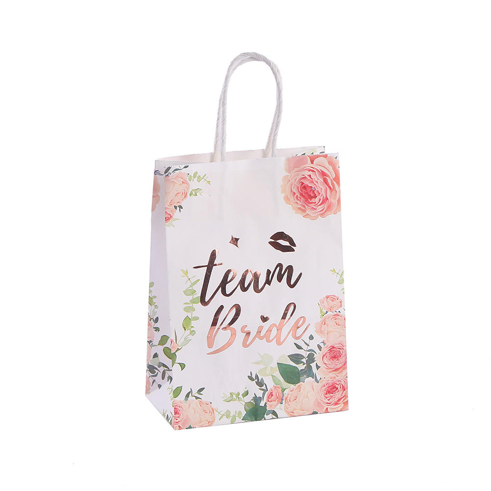 Luxury Rose Gold Bags Team Bride Paper Gift Bags custom Candy Boxes packaging Kids For Wedding Party Gift Bag