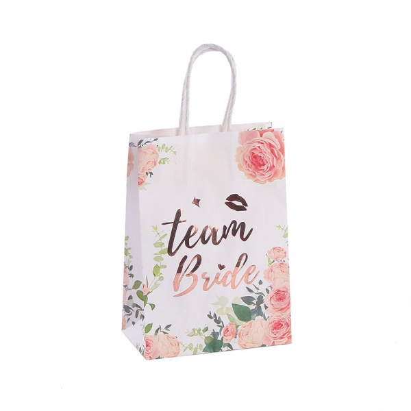 Luxury Rose Gold Bags Team Bride Paper Gift Bags custom Candy Boxes packaging Kids For Wedding Party Gift Bag