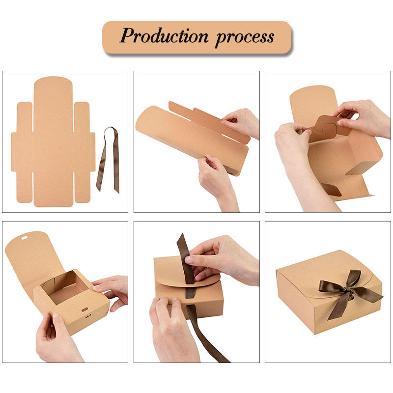 Multi Size Square Kraft Paper Packaging Box Christmas Gift Candy Boxes custom logo