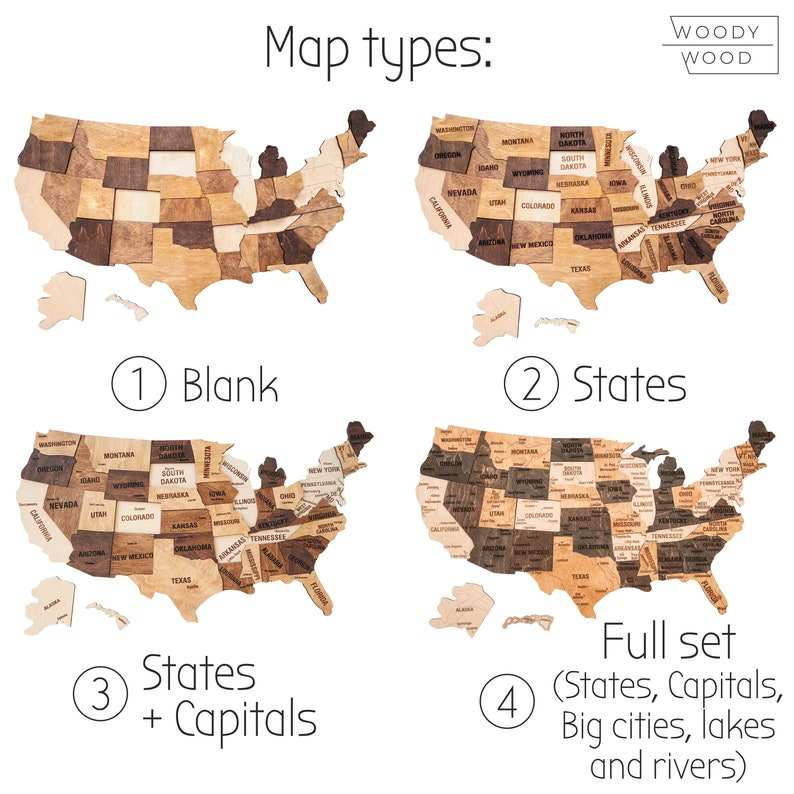 HIgh quality Customized US Travel Push Pin Wood Map Of United States
