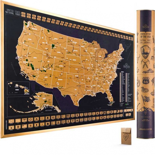 Customized Size&Design United States National Parks - 24x17 Scratch-Off USA Map Poster