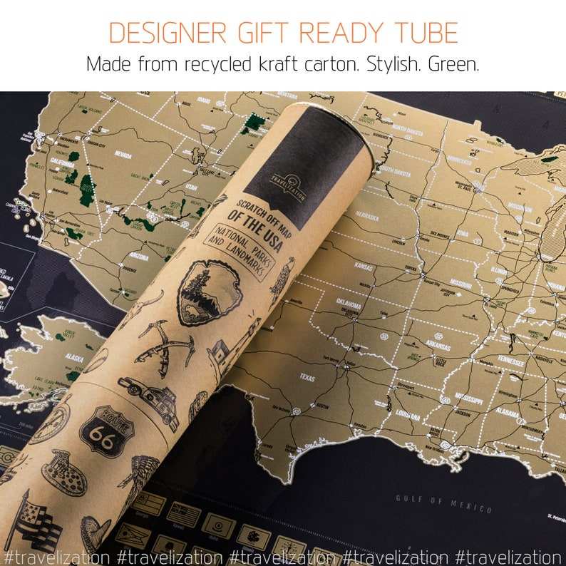 Customized Size&Design United States National Parks - 24x17 Scratch-Off USA Map Poster