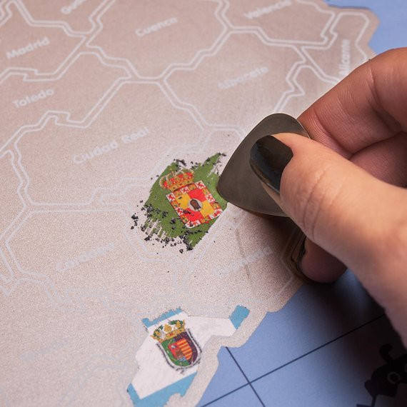 Top High Quality Scratch off Travel Map of Spain Flags of Spain version