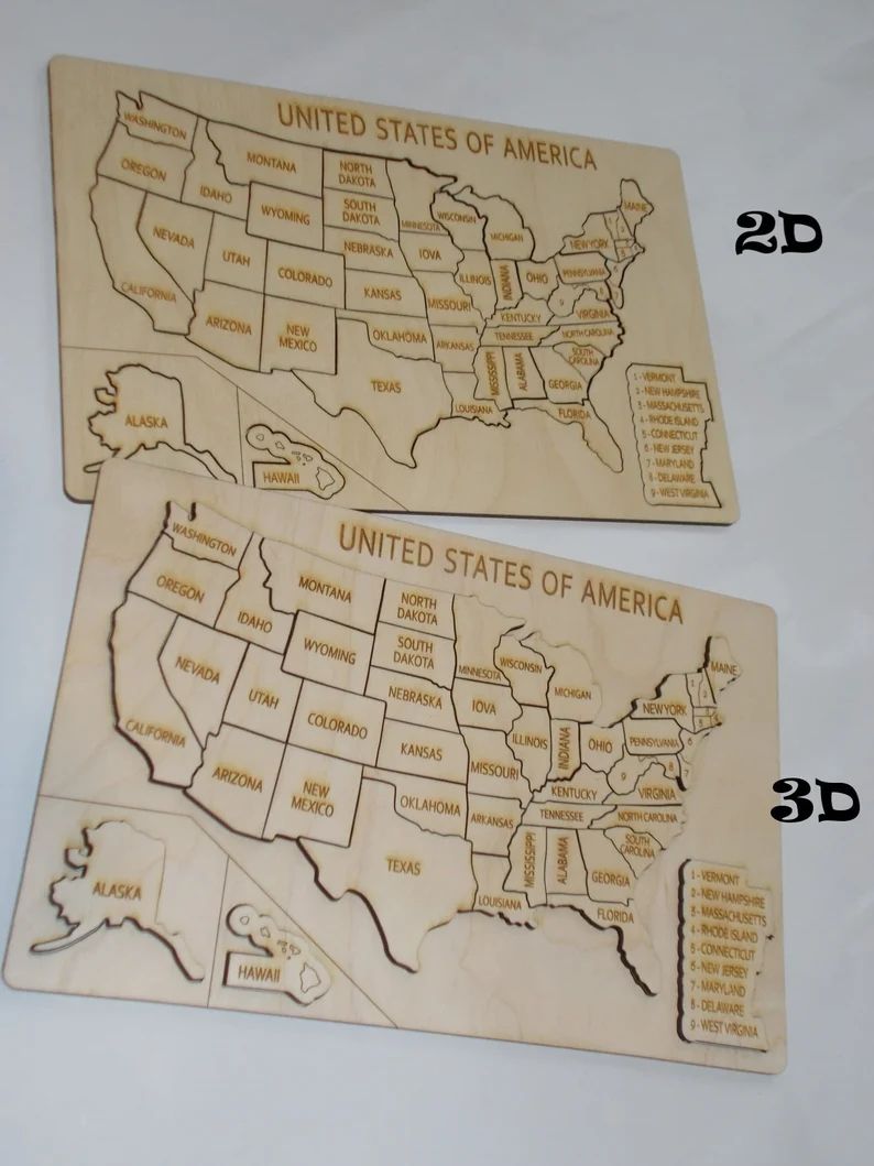 HIgh quality Customized Learning Toys Travel United States Wooden Puzzle map