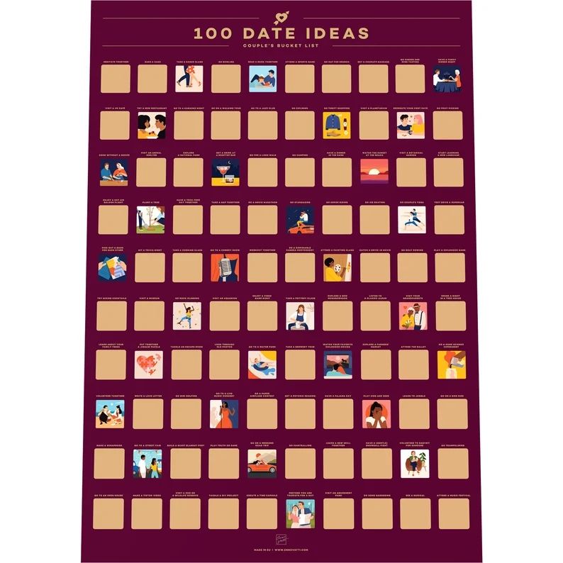 High quality custom design for lovers TOP 100 Date Ideas List Scratch of poster