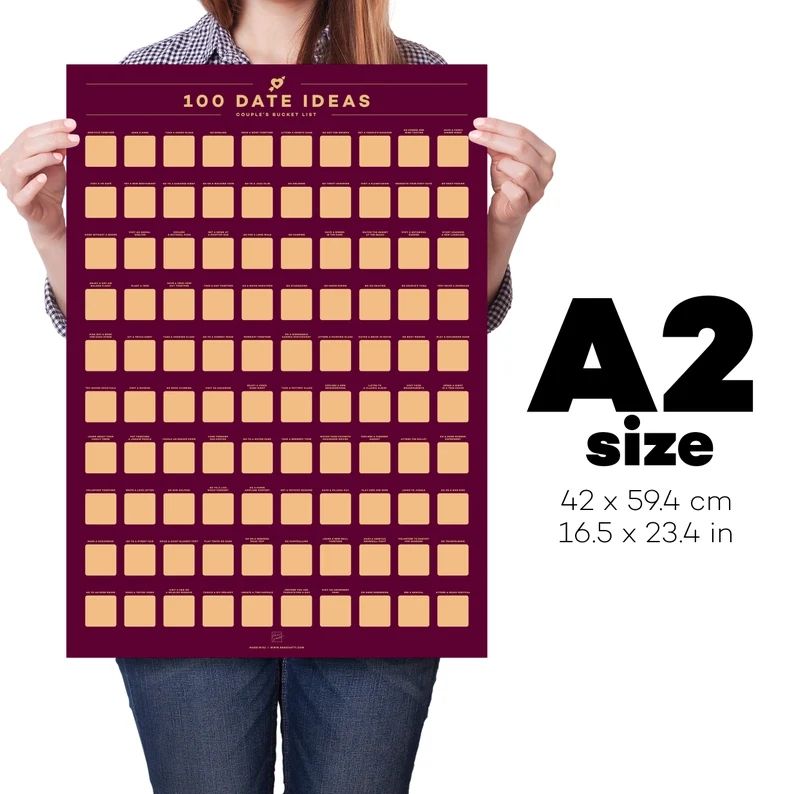 High quality custom design for lovers TOP 100 Date Ideas List Scratch of poster