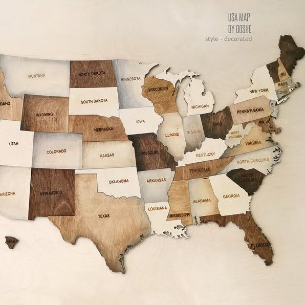Custom Wholesale wooden location wall hanging travel Personalized Item USA map